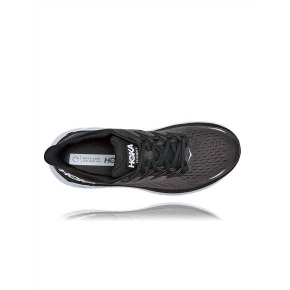 NEW HOKA men's clifton 8 running shoes in black white - Picture 8 of 9